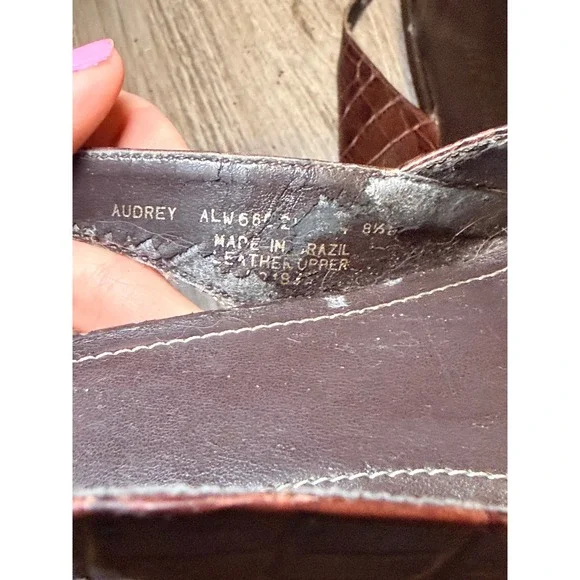 Brown Leather Slingback Heels Pointed Toe Classic Lauren Ralph Lauren 8.5 - Picture 5 of 11